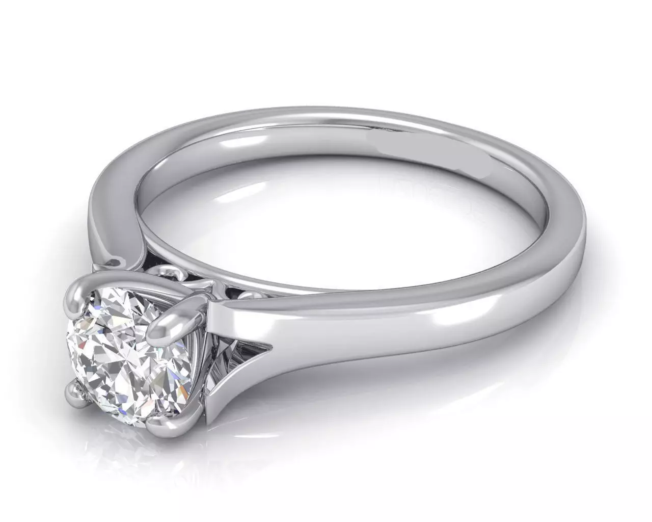 Carved Engagement Ring With Diamonds 4 3D print model_0