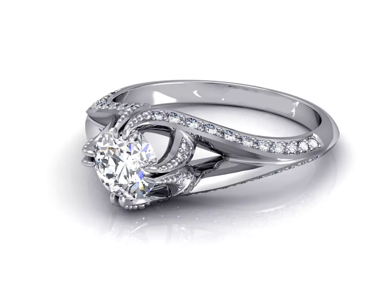 Engagement Ring With Diamonds 196 3D print model_0