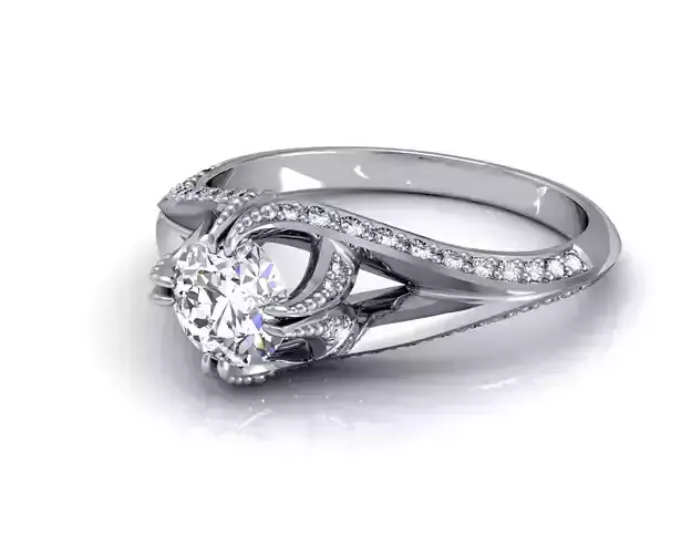 Engagement Ring With Diamonds 196 3D print model