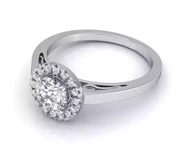 Carved Round Halo Engagement Ring With Diamonds 3D print model