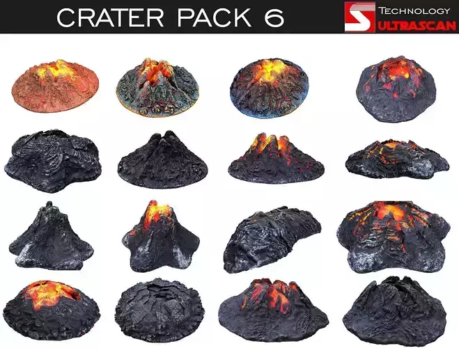 Crater Pack 6 Low-poly 3D model