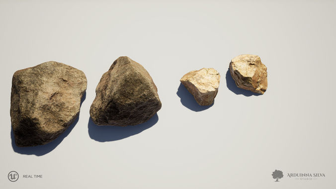 PACK - River rocks - Part 1 - Photogrammetry Low-poly 3D model