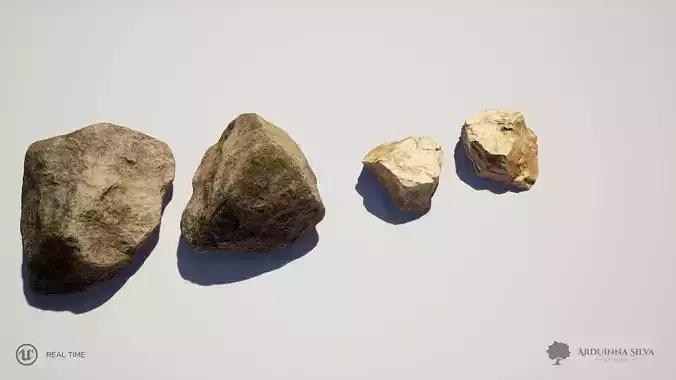 PACK - River rocks - Part 1 - Photogrammetry Low-poly 3D model