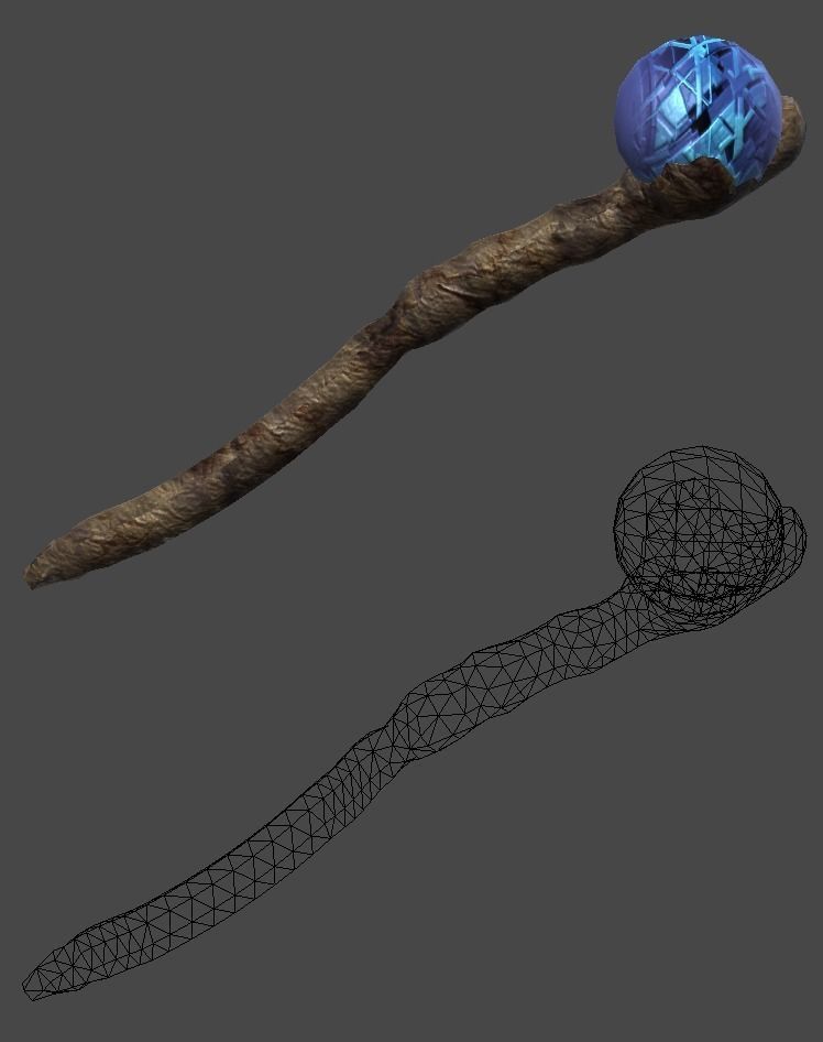wand3 wooden wand with stone Low-poly 3D model_10