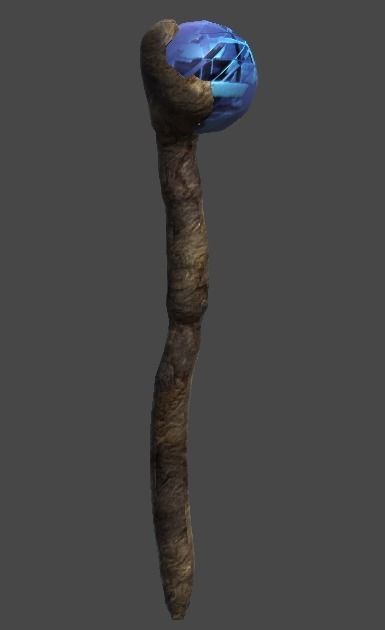 wand3 wooden wand with stone Low-poly 3D model_2