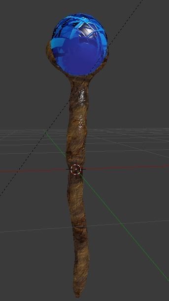 wand3 wooden wand with stone Low-poly 3D model_12