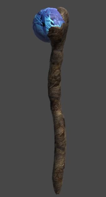 wand3 wooden wand with stone Low-poly 3D model_1
