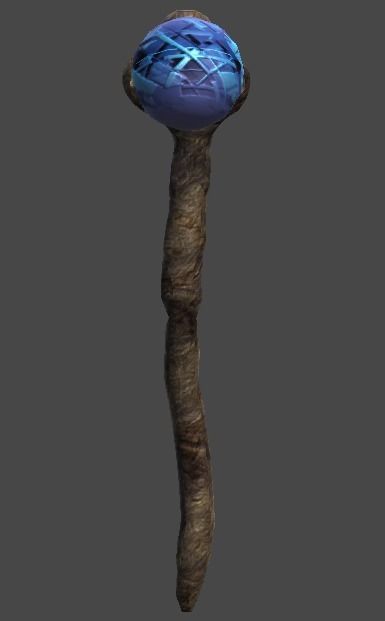 wand3 wooden wand with stone Low-poly 3D model_3