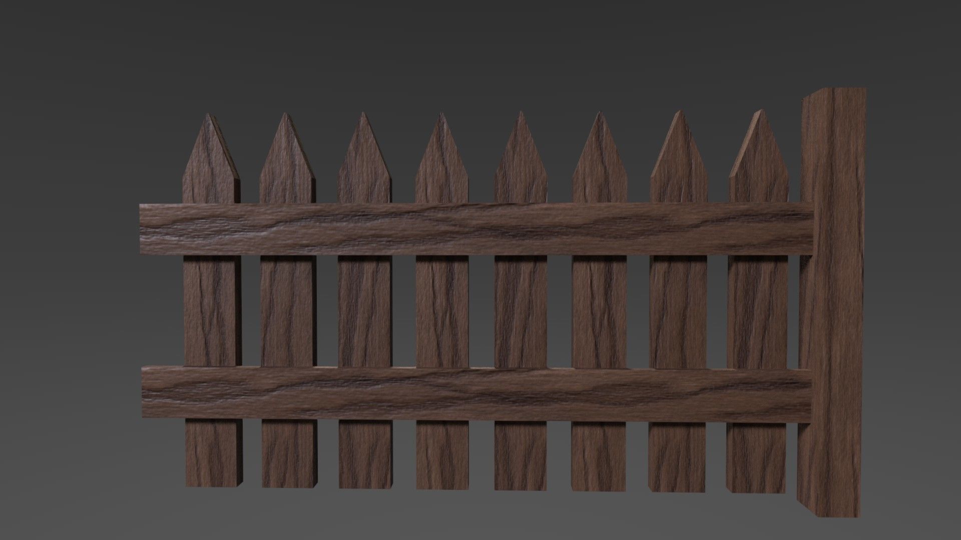 MODULAR - UNITY READY - Wooden-Fence and Fence end Low-poly 3D model_3