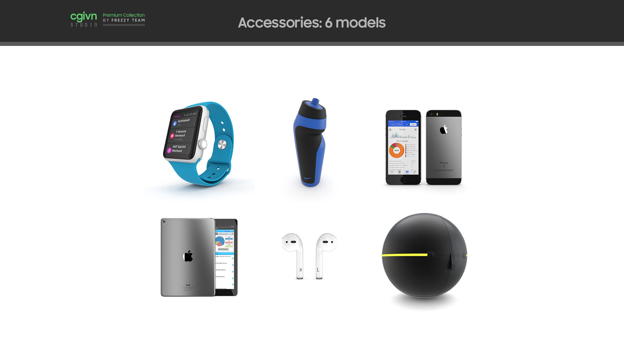 103 Models Gym Fitness Weight Collection 3D model_4