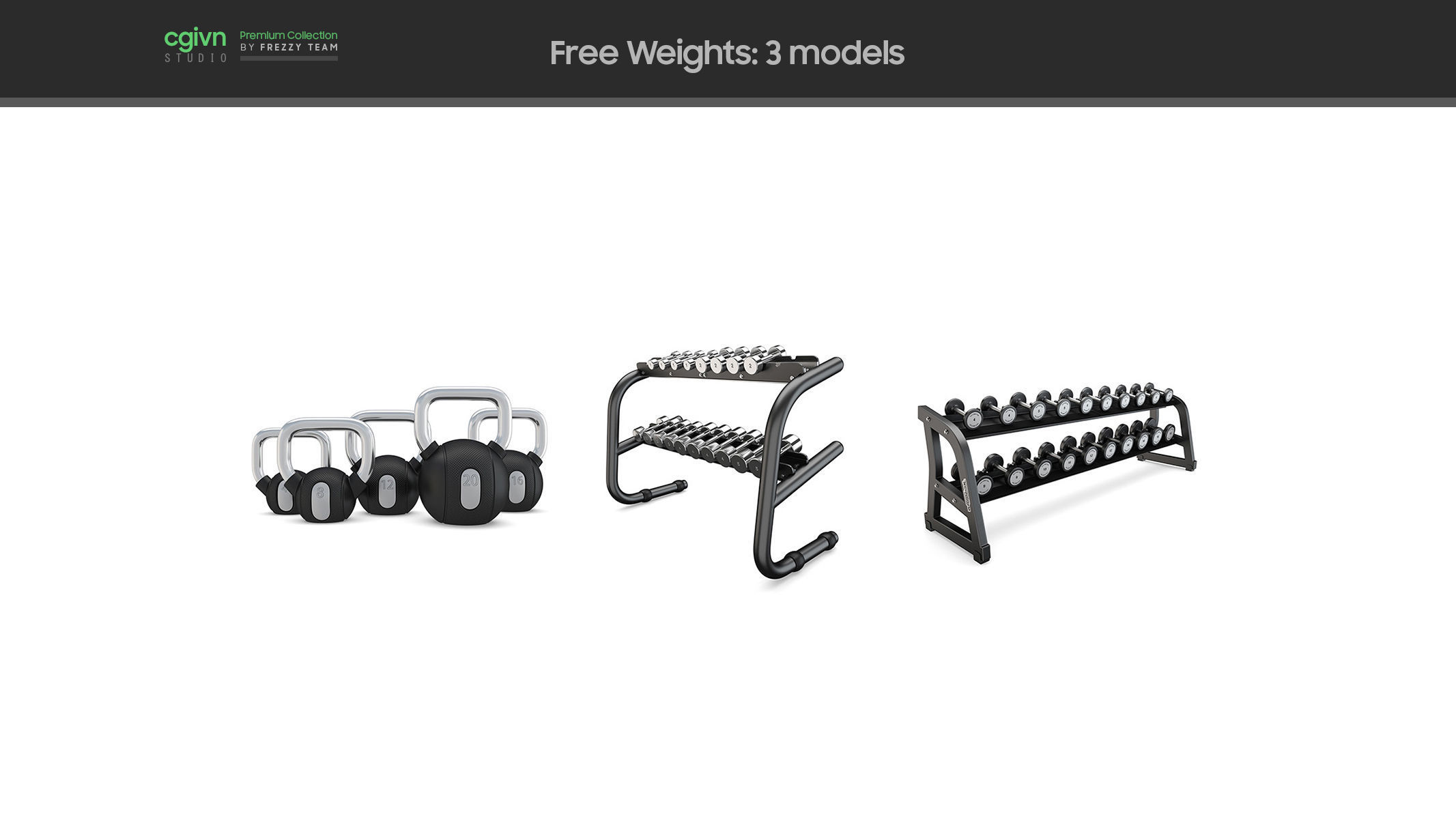 103 Models Gym Fitness Weight Collection 3D model_1