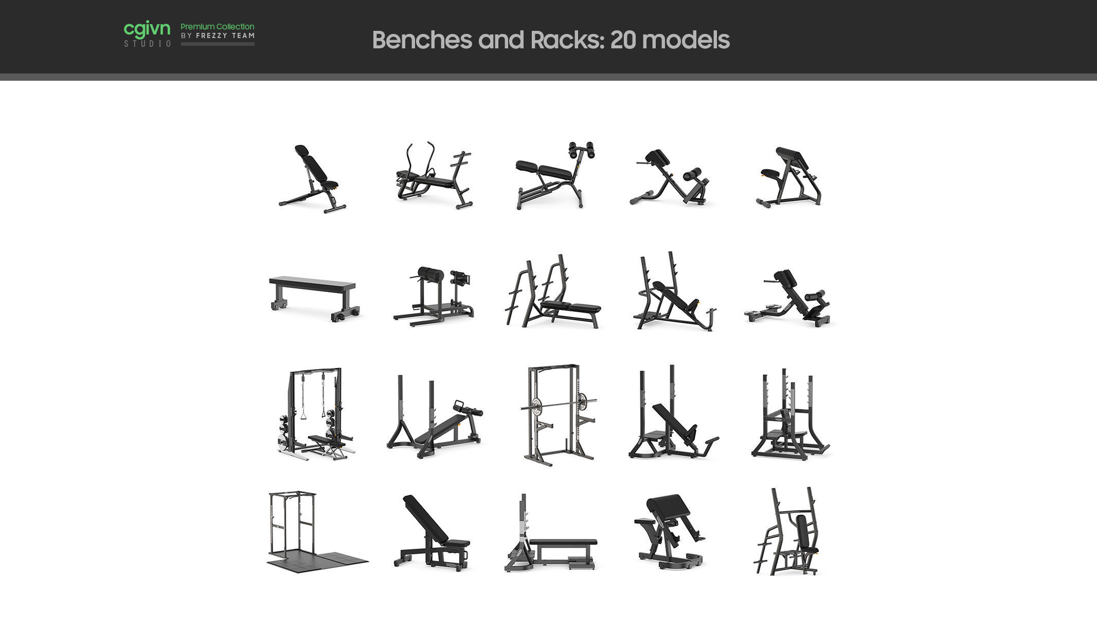 103 Models Gym Fitness Weight Collection 3D model_5