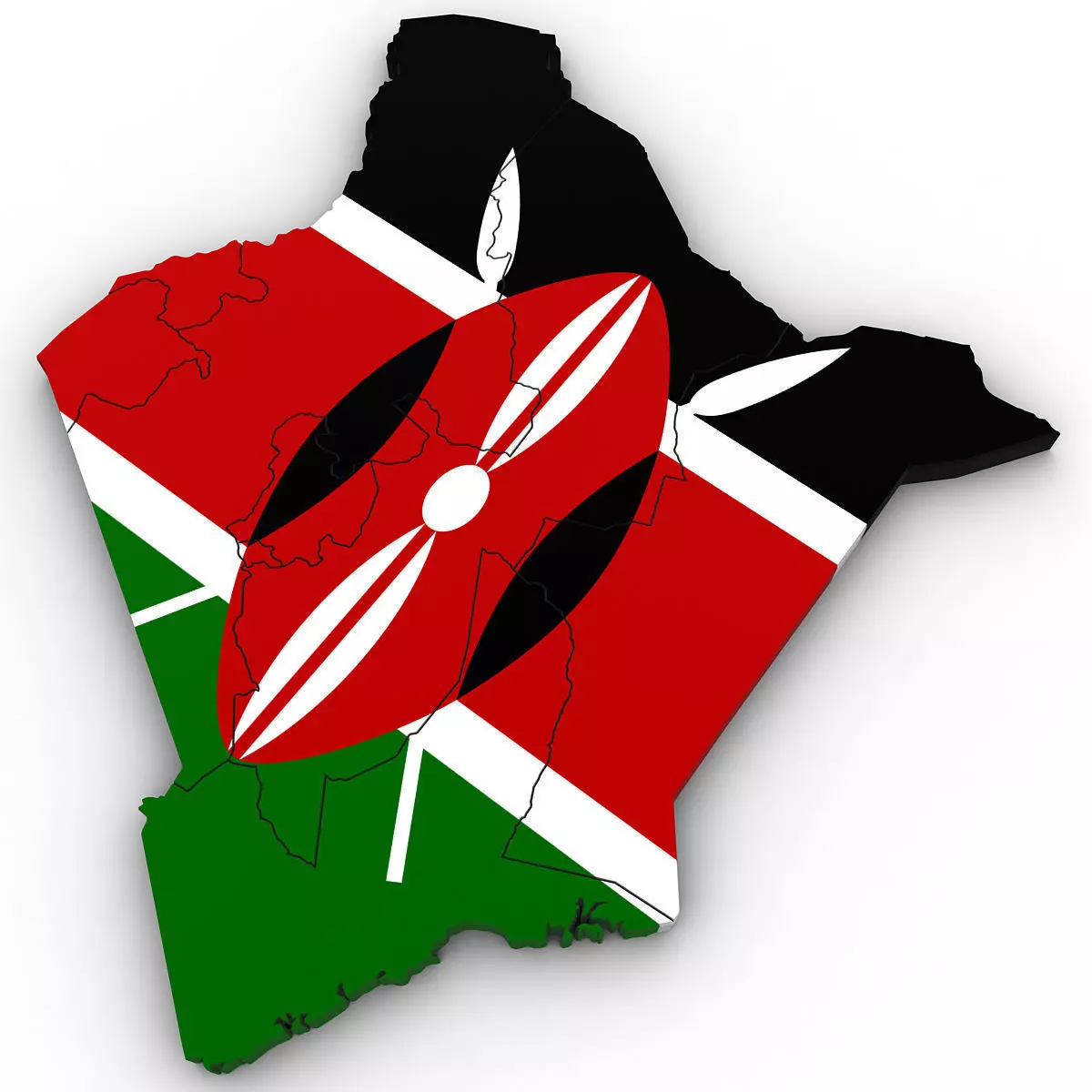 3d Political Map of Kenya 3D model_0