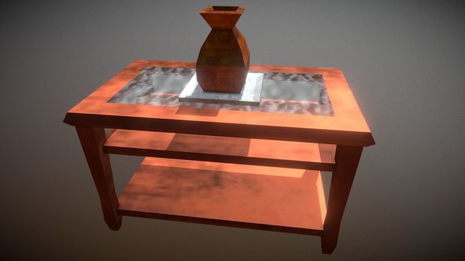LP Table and Vase Low-poly 3D model
