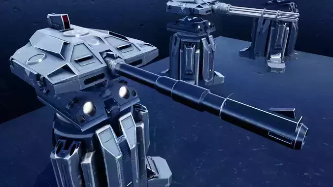 Turret futuristic machine gun