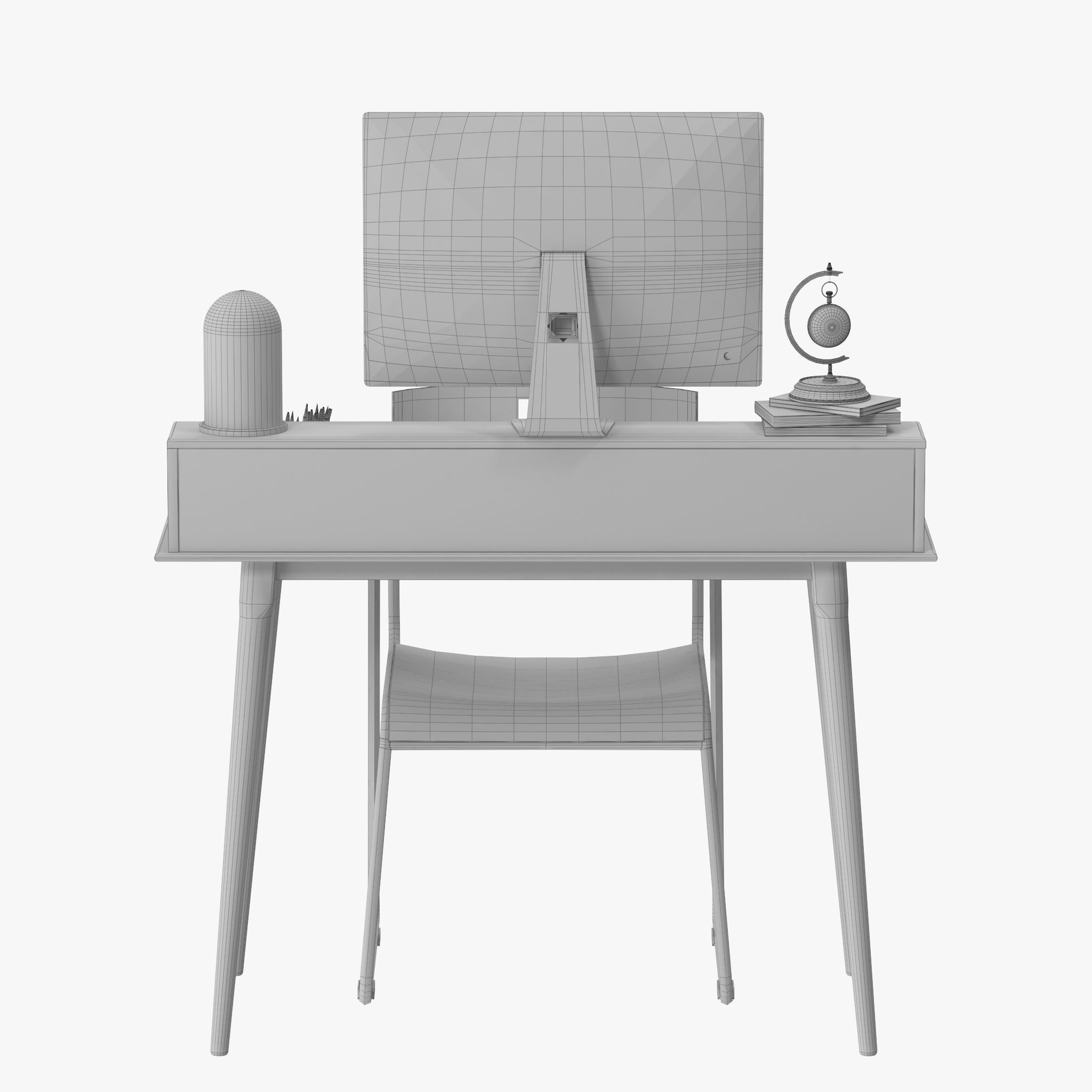 Scandinavian Style Desk 3D model_11
