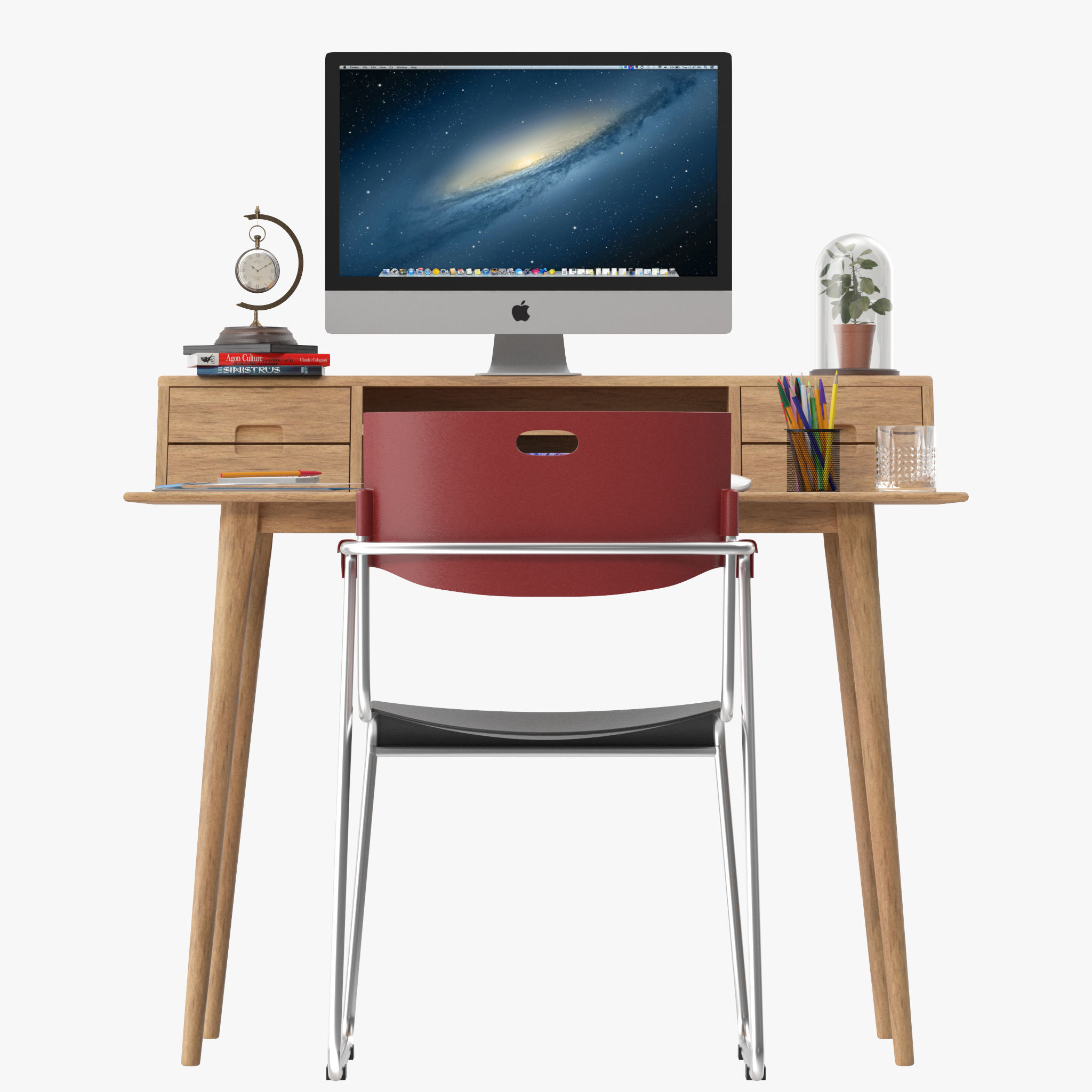 Scandinavian Style Desk 3D model_2