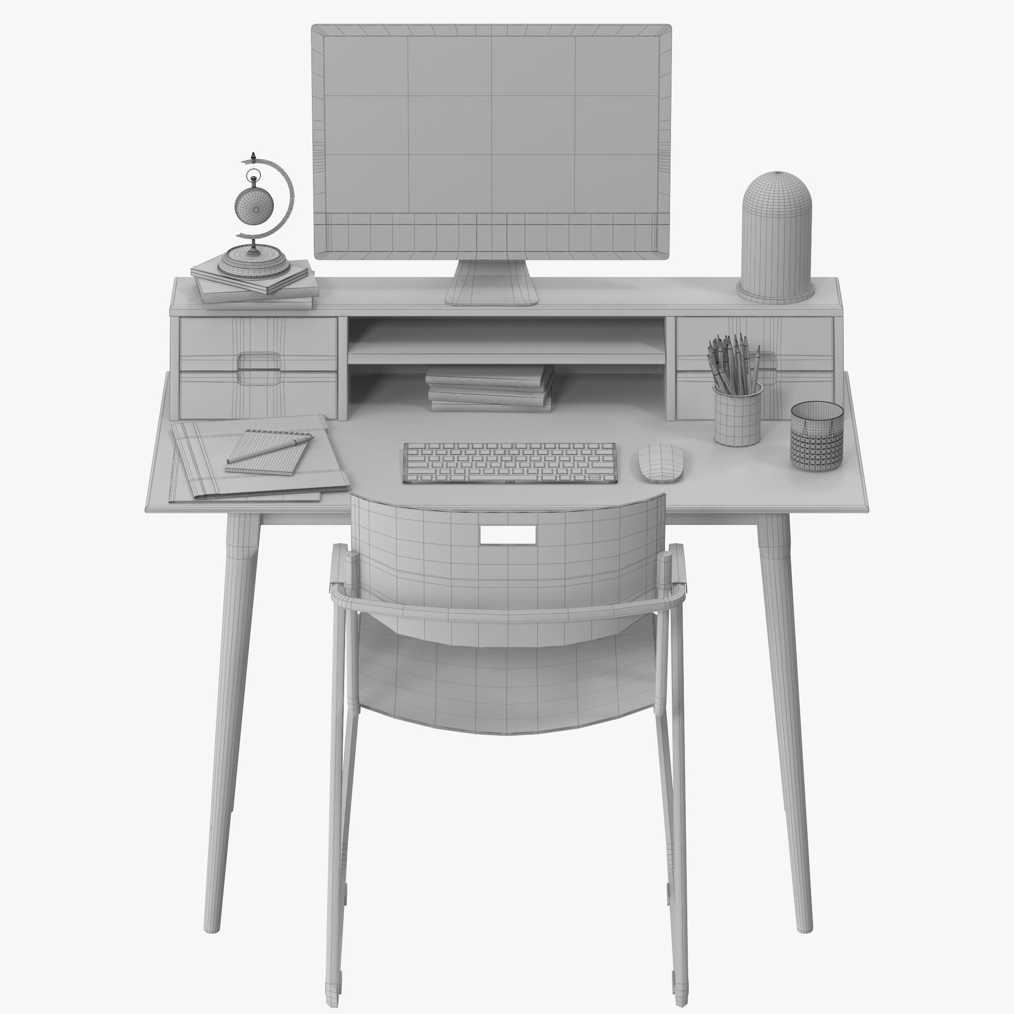 Scandinavian Style Desk 3D model_10
