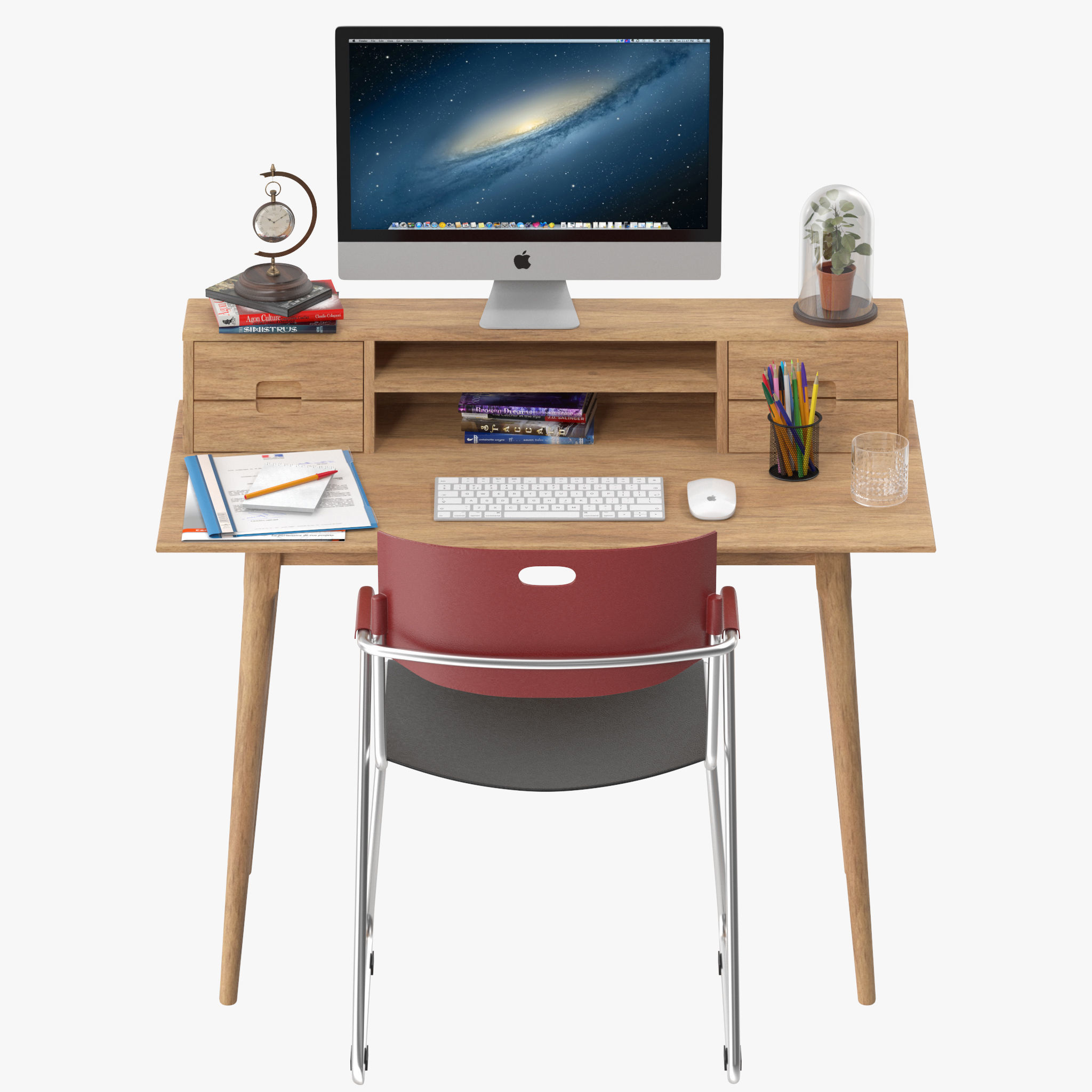 Scandinavian Style Desk 3D model_6