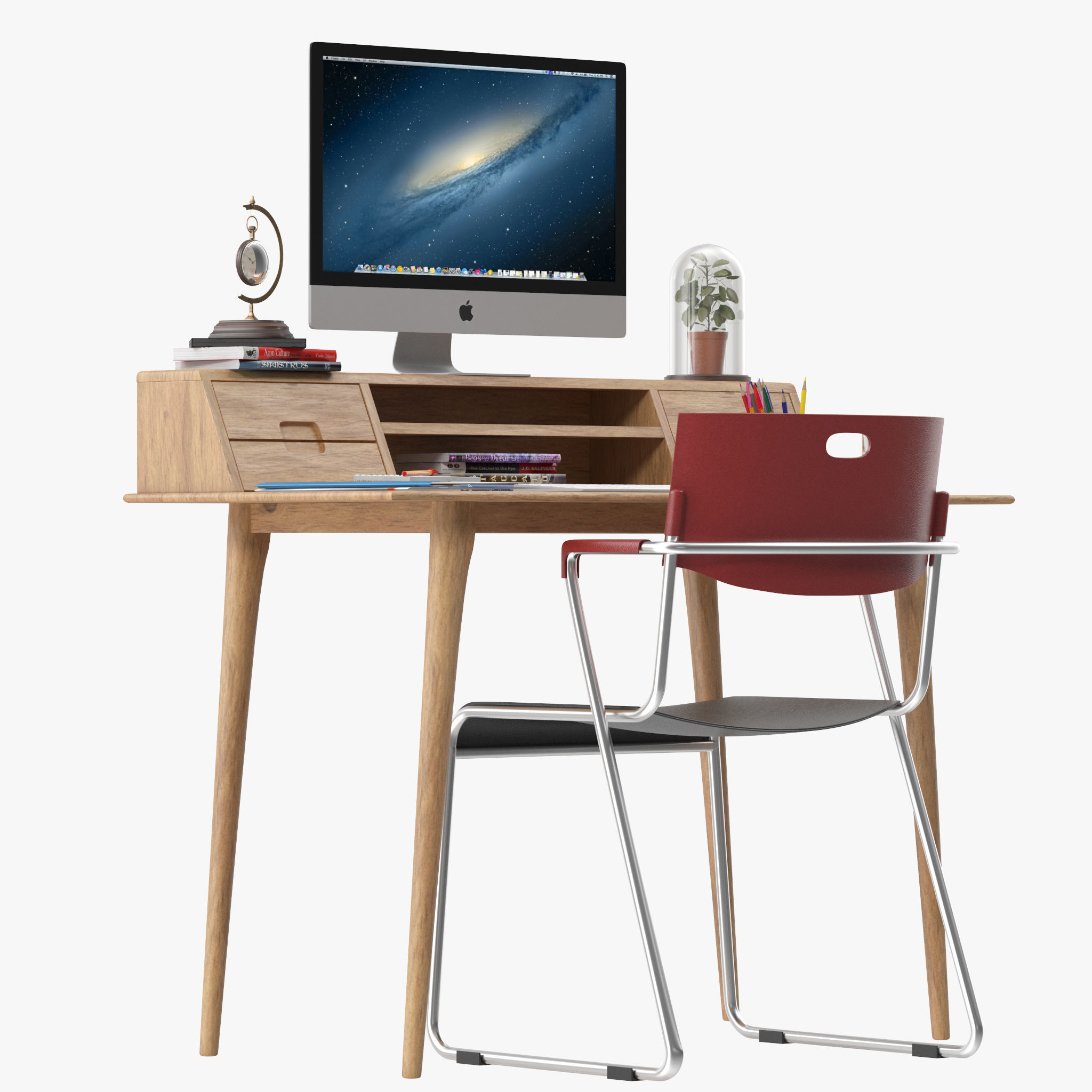 Scandinavian Style Desk 3D model_3