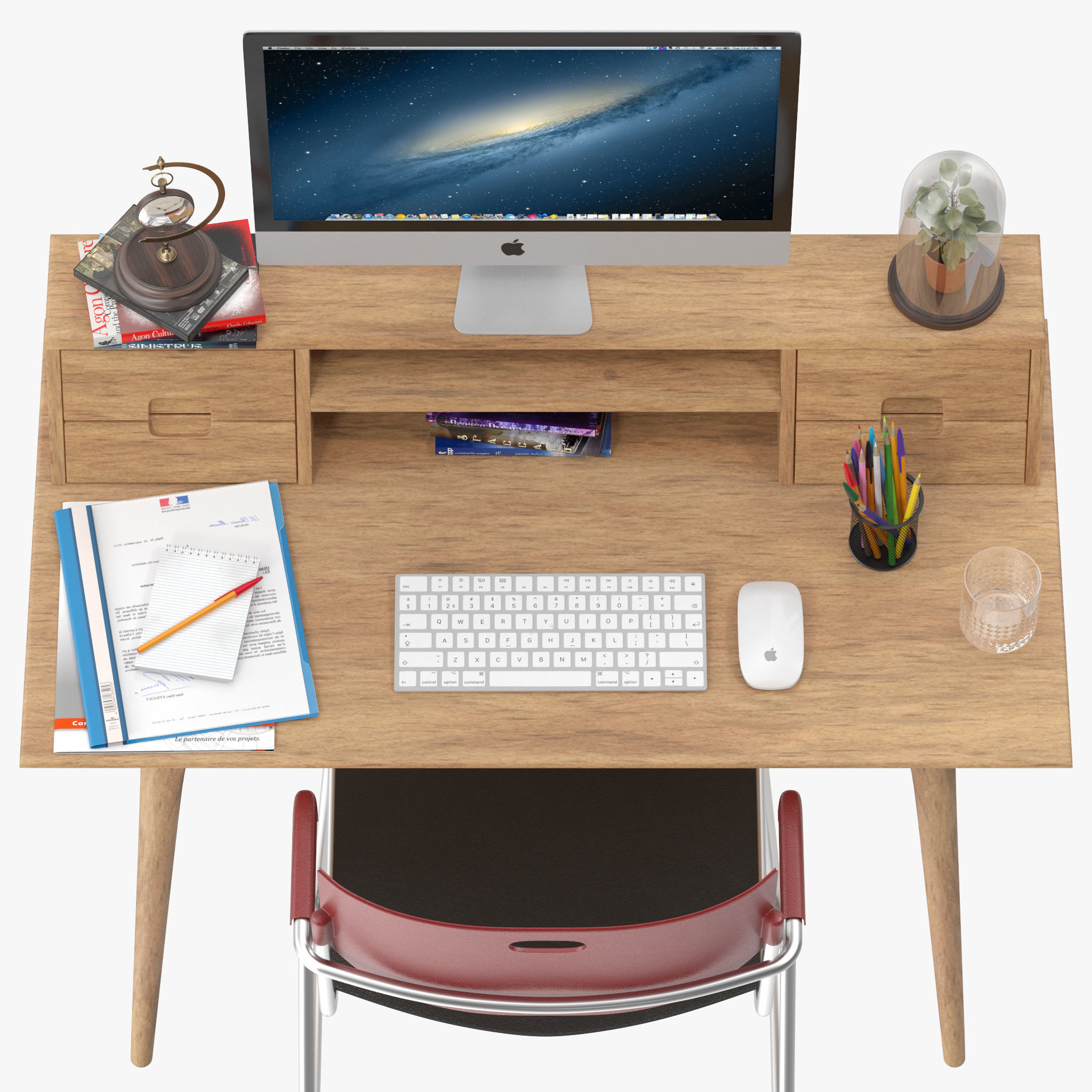 Scandinavian Style Desk 3D model_5