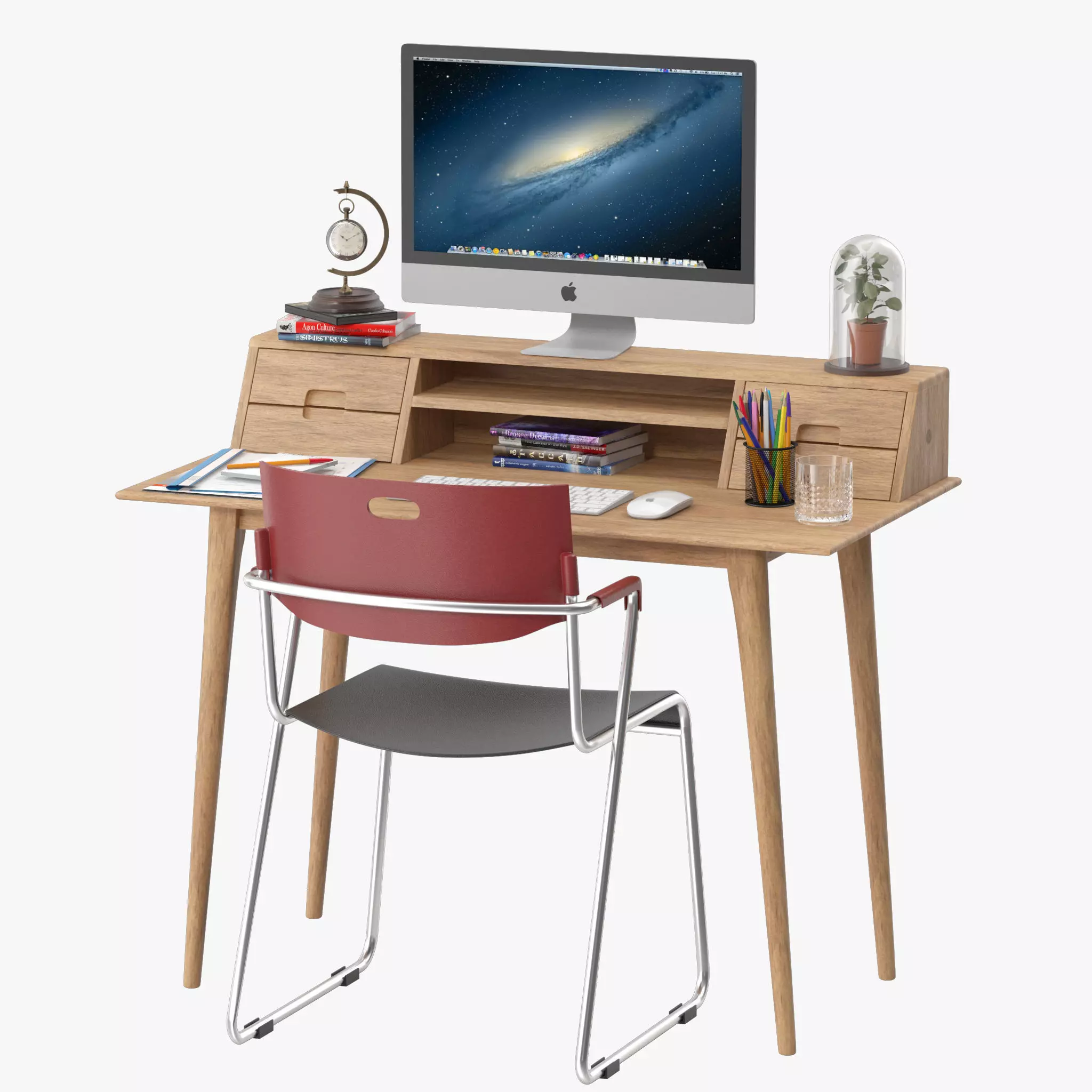 Scandinavian Style Desk 3D model_0