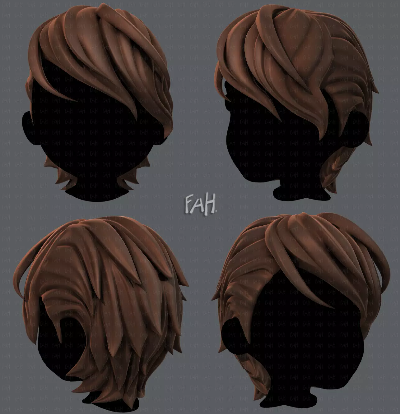 3D Hair style for boy V19 Low-poly 3D model_0