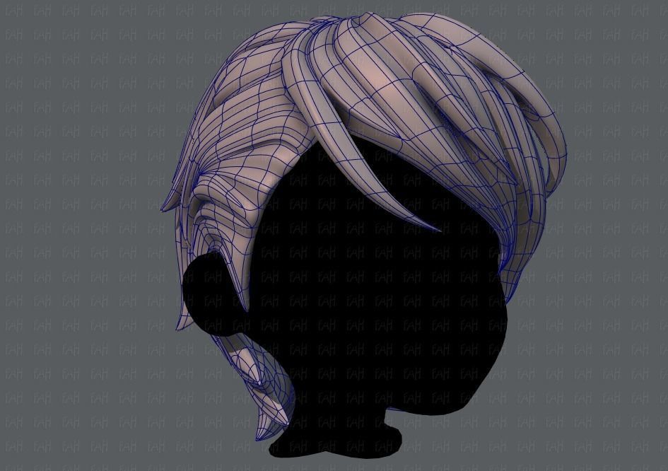 3D Hair style for boy V19 Low-poly 3D model_10