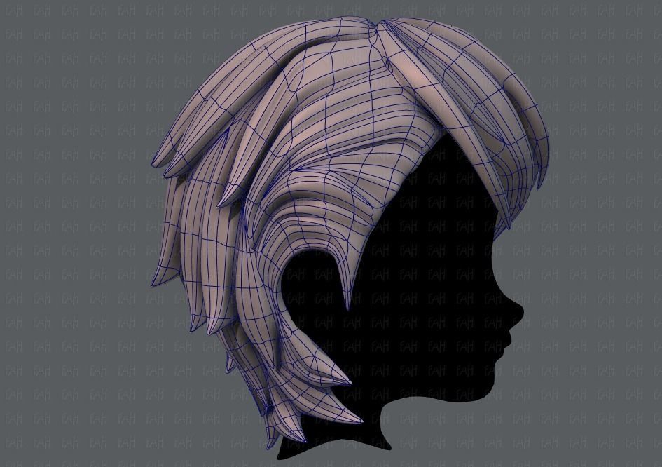 3D Hair style for boy V19 Low-poly 3D model_11