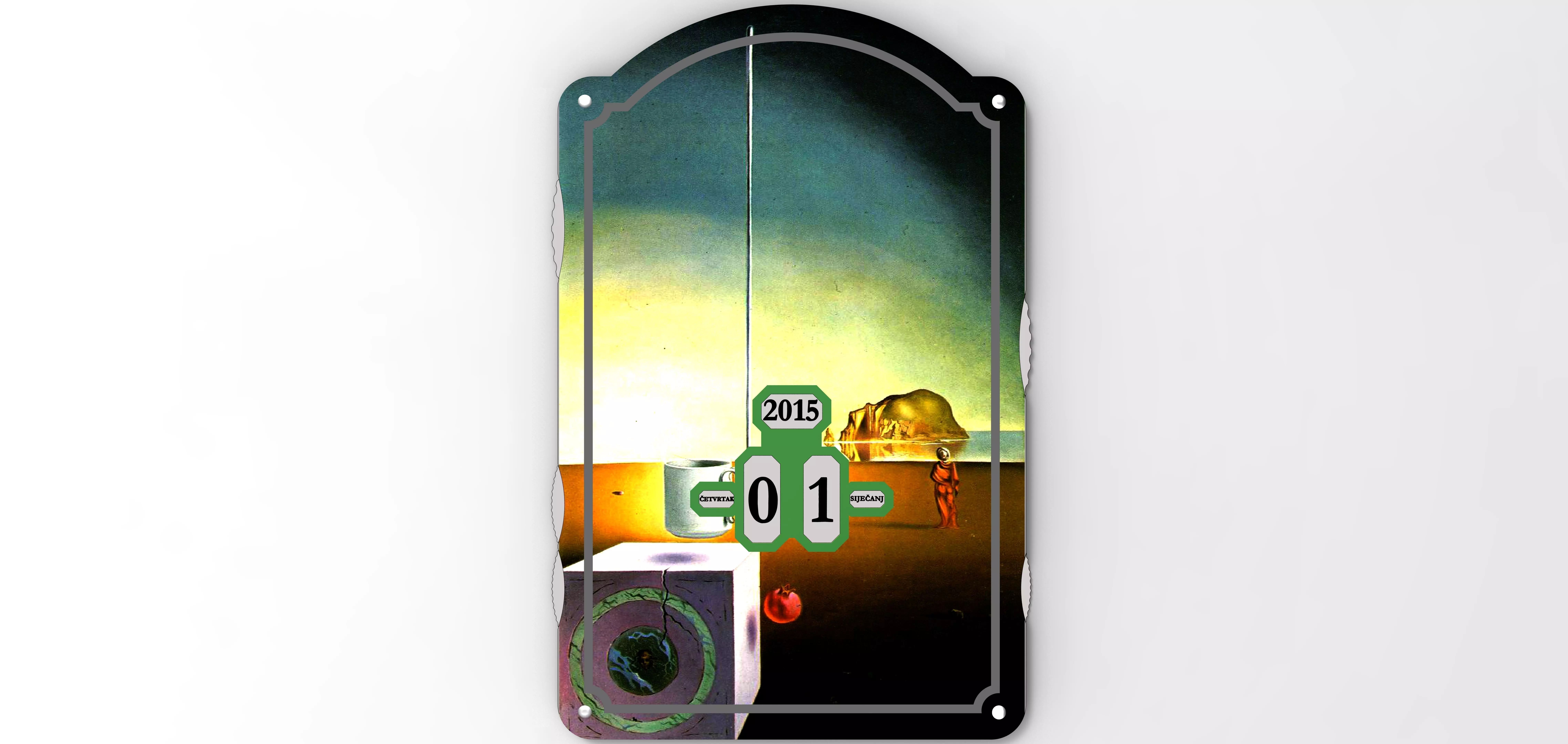 Calendar robots in space skateboard deck Free 3D model