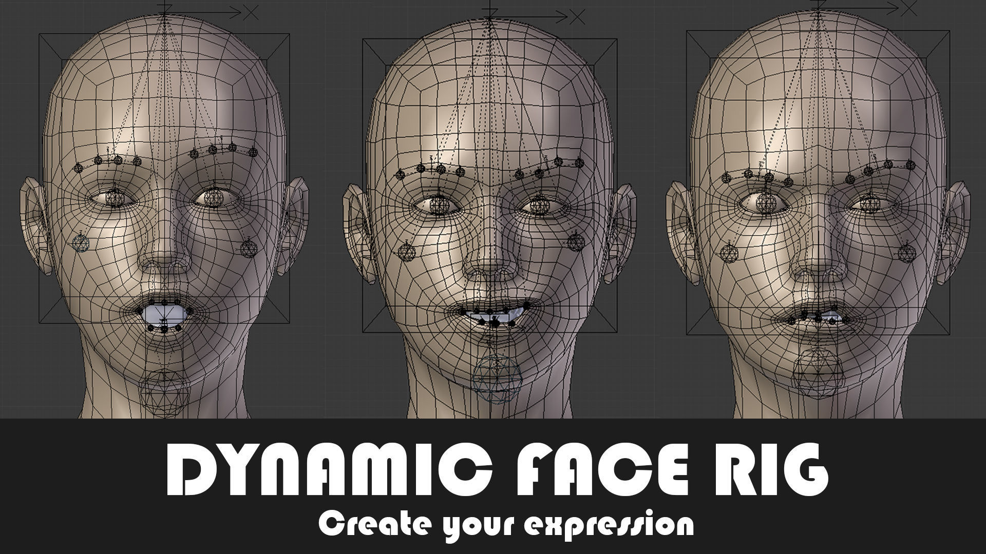 Fully Rigged Female Base Mesh with Face Rig for Blender Low-poly 3D model_2