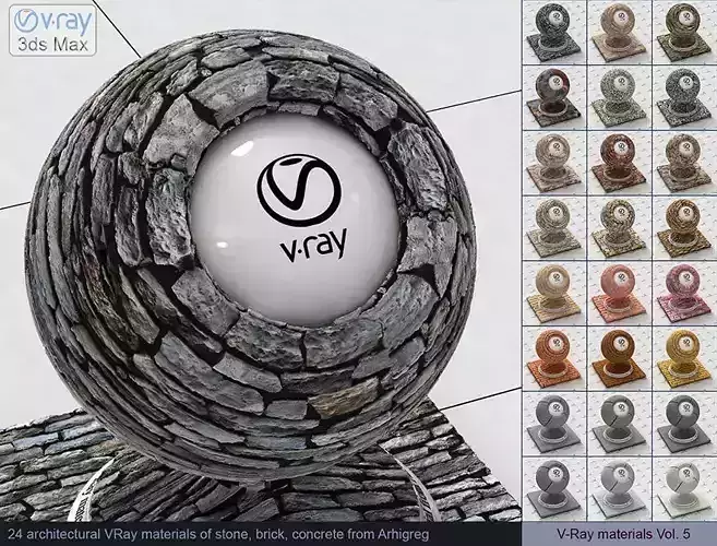 Architectural Vray materials for 3dsMax - Stone Brick Concrete 3D model Architectural Vray materials for 3dsMax - Stone Brick Concrete 3D model