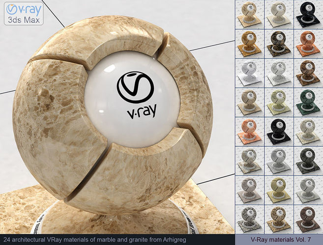 Architectural Vray materials for 3ds Max - Marble Granite 3D model