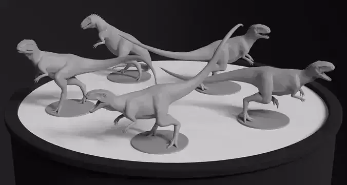 Abelisaurus 5 posed printable models 3D print model