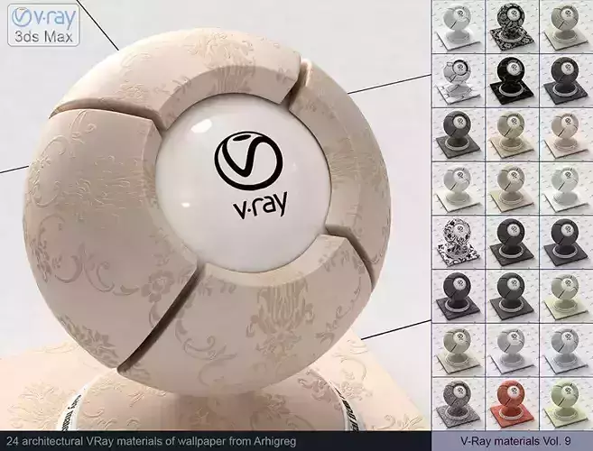 Architectural Vray materials for 3ds Max - Wallpaper 3D model
