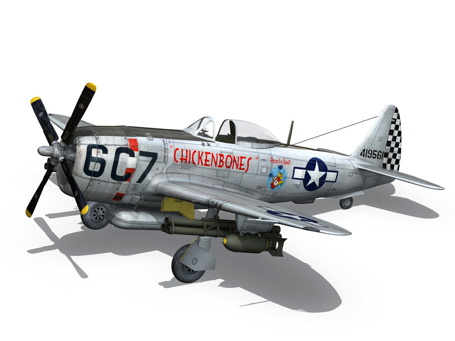 Republic P-47D Thunderbolt - Chickenbones 3D model_9