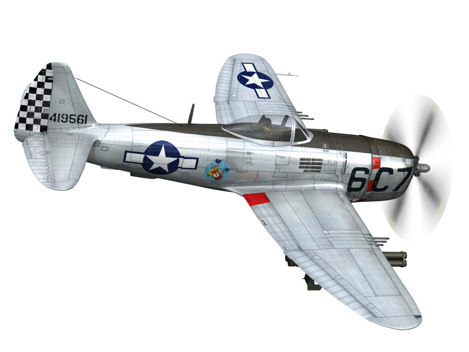 Republic P-47D Thunderbolt - Chickenbones 3D model_5