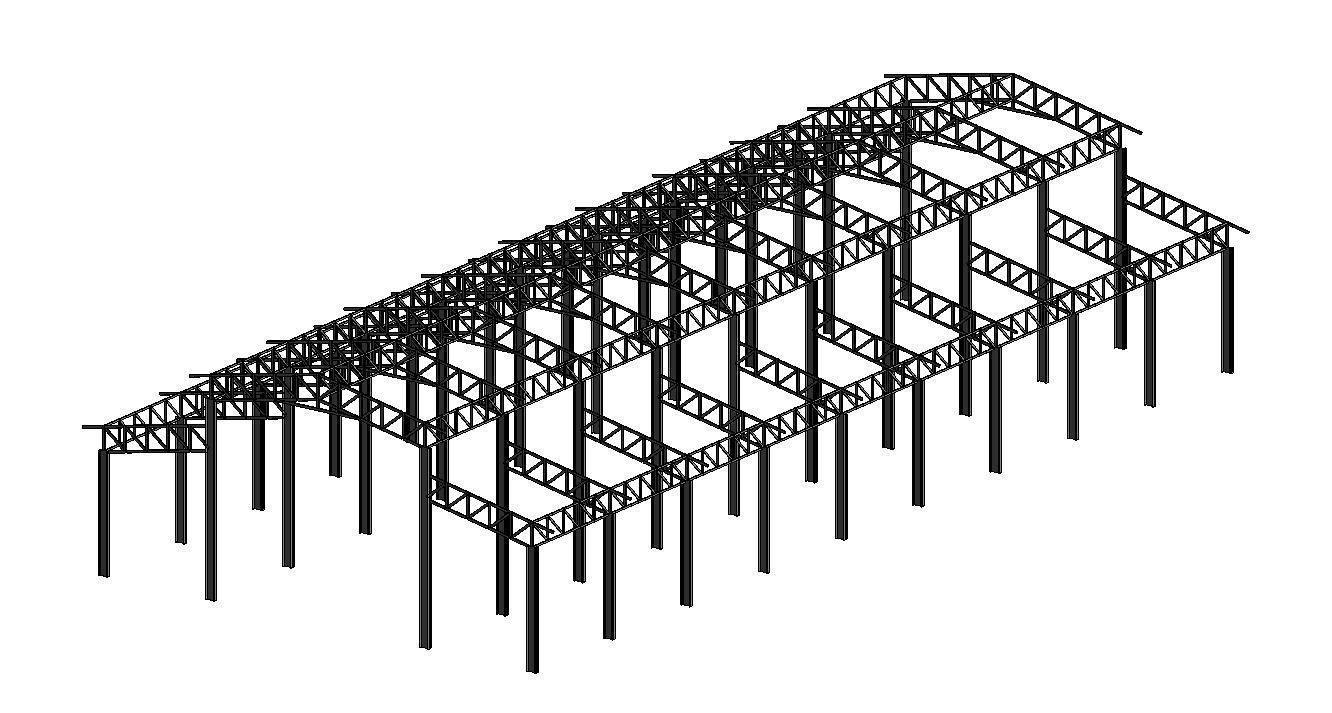 Factory Design High Detail Revit Structure- Robot Structre Model 3D model_4