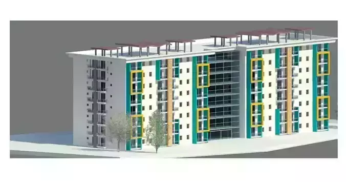 Building Apartment Site Revit Project Model