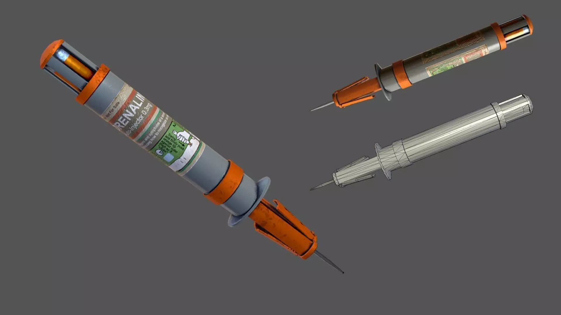 Syringe Low-poly 3D model_0