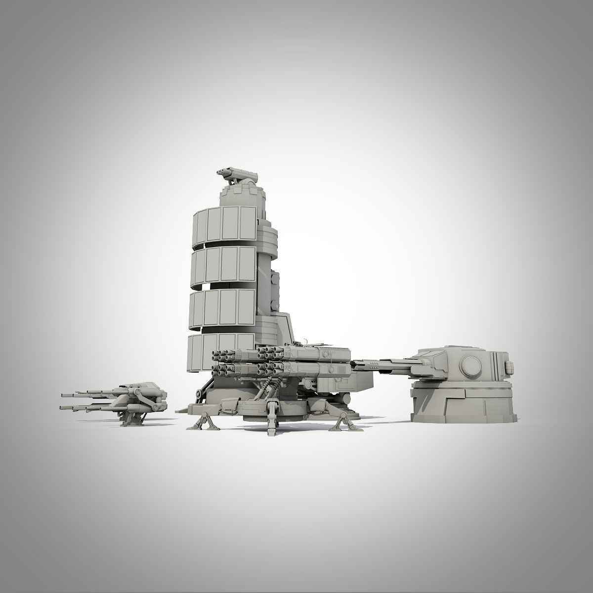 Sci-fi turrets collection  3D model_16