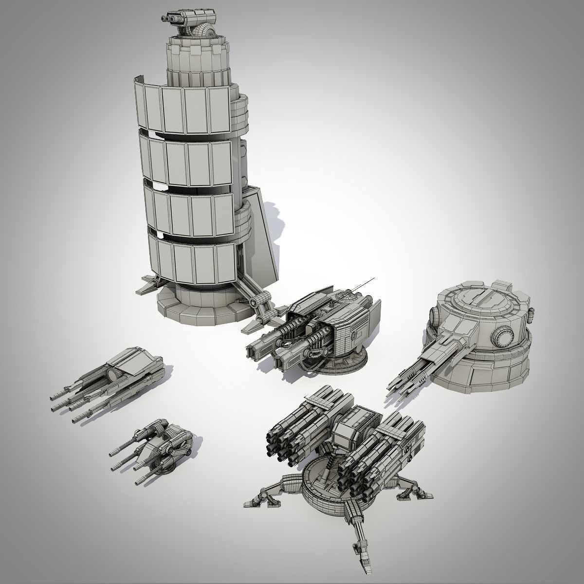 Sci-fi turrets collection  3D model_37