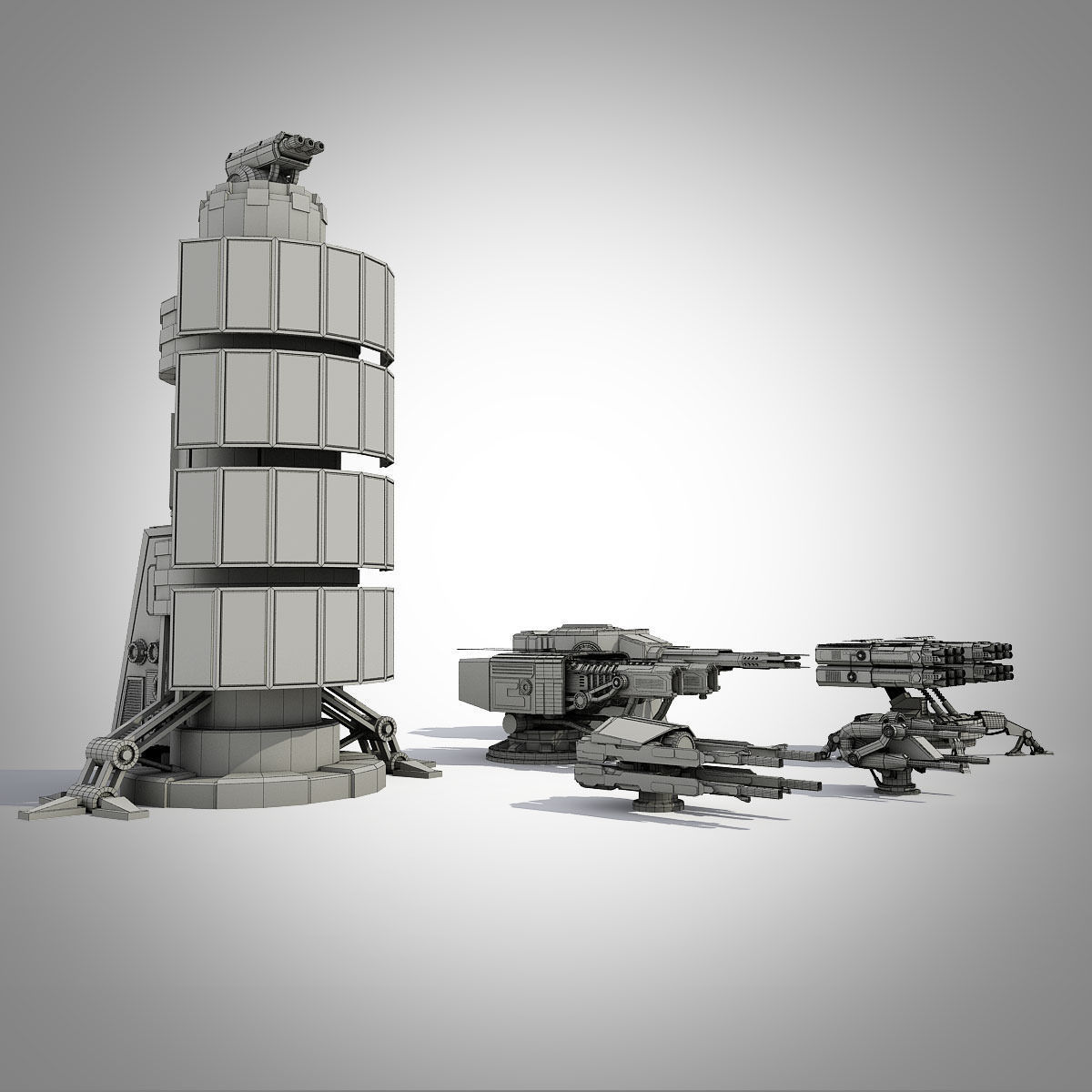 Sci-fi turrets collection  3D model_14