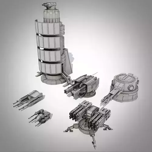 Sci-fi turrets collection  3D model