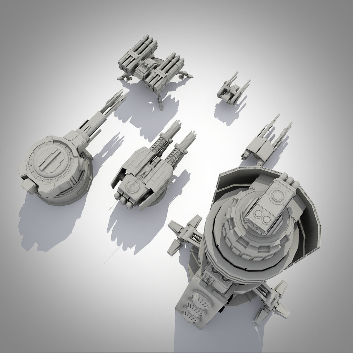 Sci-fi turrets collection  3D model_4