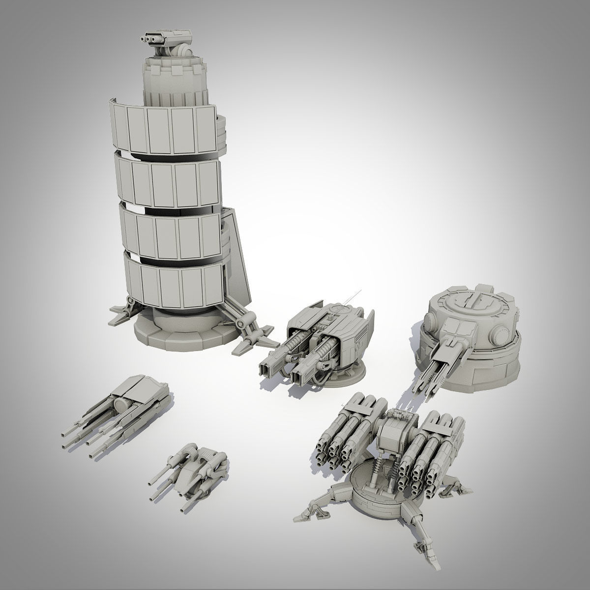 Sci-fi turrets collection  3D model_13