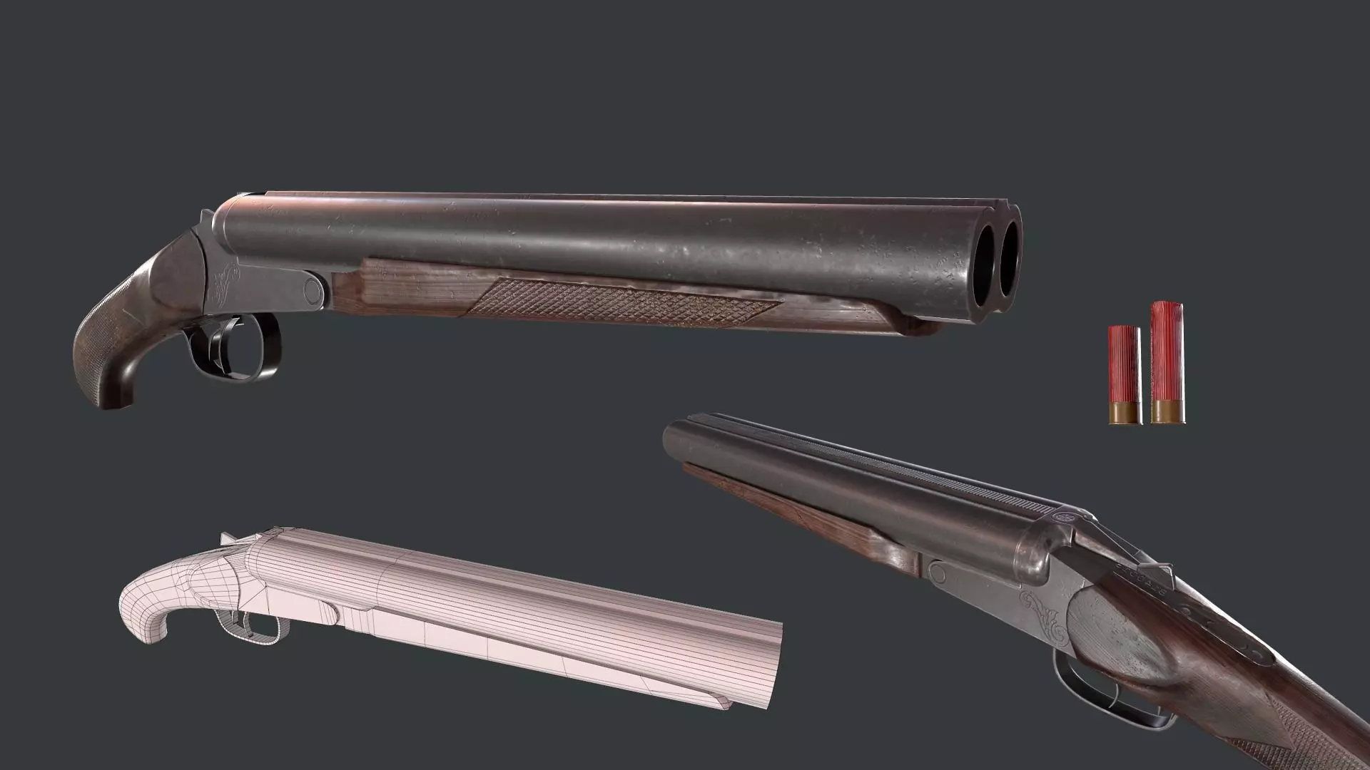 Sawed Off Shotgun Low-poly 3D model_0