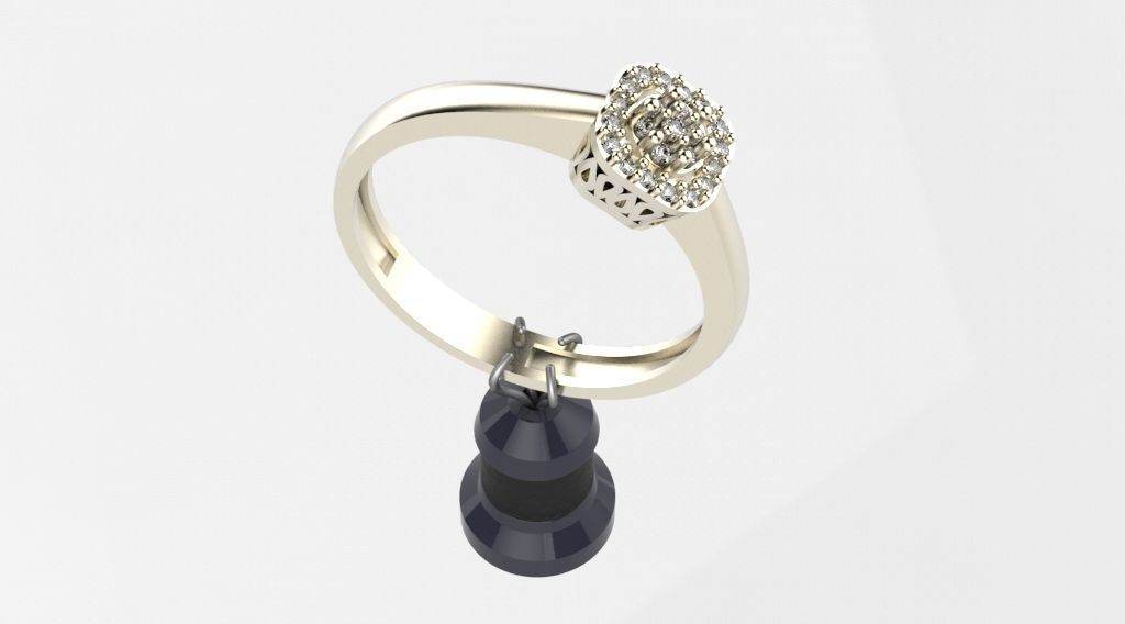 Flower Ring - solitaire 3D print model_1