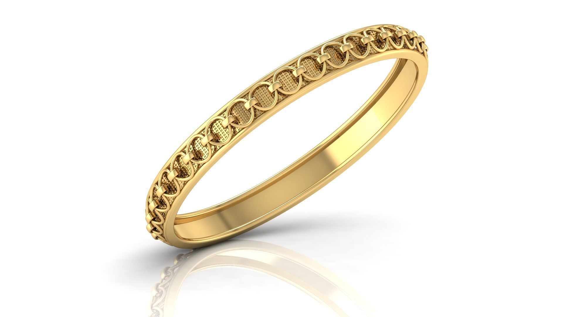 Bangle gold ring with intricate design 3D print model_1