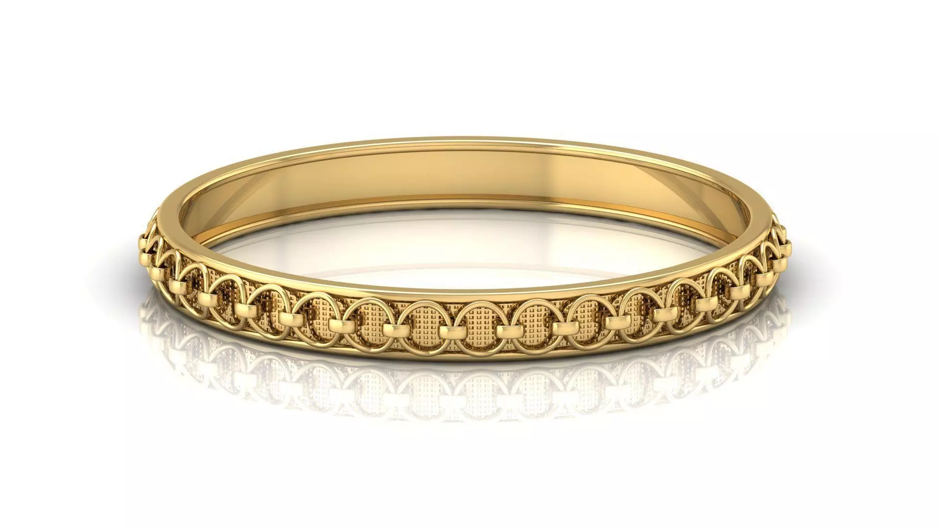 Bangle gold ring with intricate design 3D print model_0